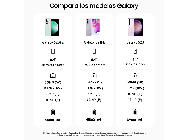 Mobile - Samsung Galaxy S23 FE, 256GB, 8GB RAM, Purple, 6.4" FHD+, Exynos 2200, 4500 mAh, Android 14