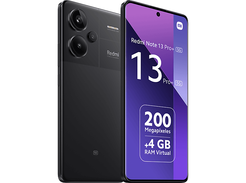 Mobile - Xiaomi Redmi Note 13 Pro+ 5G, Midnight Black, 256 GB, 8 GB RAM, 6.67" AMOLED 1.5K, MediaTek Dimensity 7200, 5000 mAh, Android