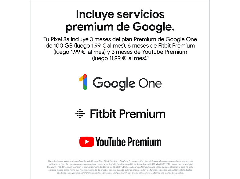 Mobile - Google Pixel 8a, Obsidian, 128 GB, 8 GB RAM, 6.1" OLED, Google Tensor G3, 4492 mAh, Android