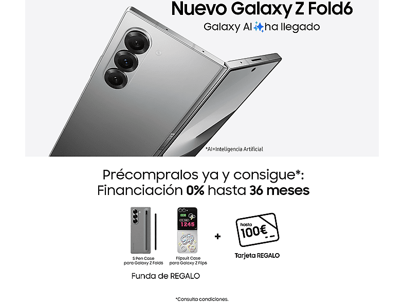 Mobile - Samsung Galaxy Z Fold6 5G, 256GB, 12GB RAM, Grey, 7.6" QXGA+, Foldable, Qualcomm Snapdragon, 4400 mAh, Android 14