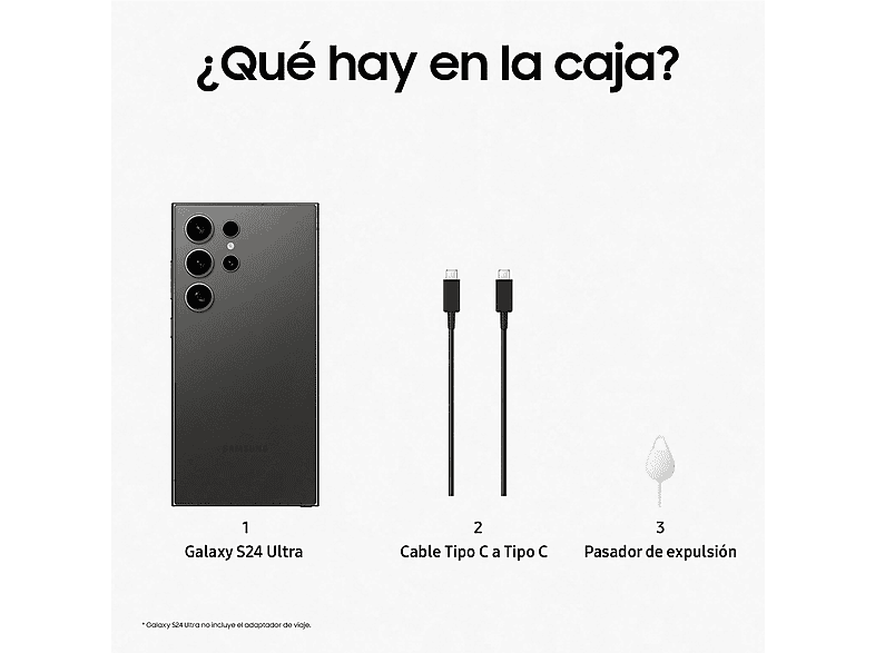 Mobile - Samsung Galaxy S24 Ultra, Titanium Black, 512GB, 12GB RAM, 6.8" QHD+, Qualcomm Snapdragon 8, 5000mAh, Android 14